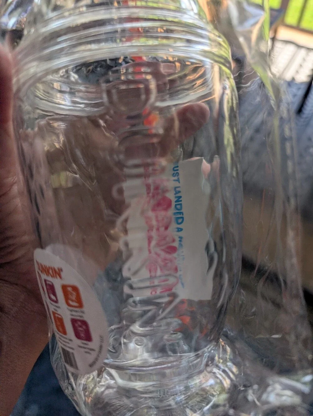 Dunkin' Clear Plastic Tumbler with Embossed Logo